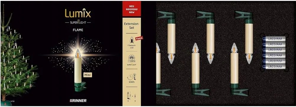 Krinner Lumix SuperLight vezeték nélküli Led karácsonyfa gyertya szett
