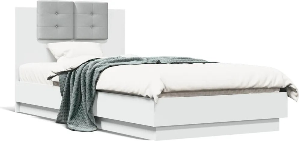 vidaXL fehér szerelt fa ágykeret fejtámlával 90 x 190 cm