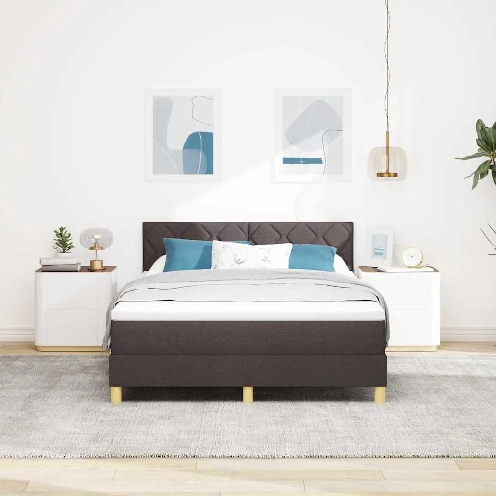 Boxspring ágy matraccal sötétbarna 160 x 200 cm szövet