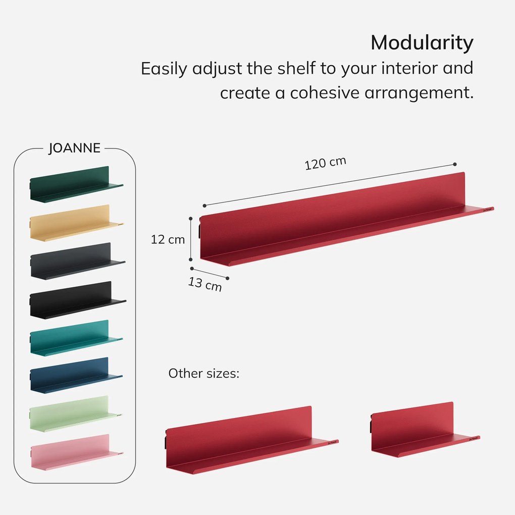 JOANNE fali polc 1200 mm, Modern: piros