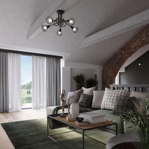 Sollux SL.1110 - Csillár rúdon ARTEMIS 5xE14/40W/230V fekete