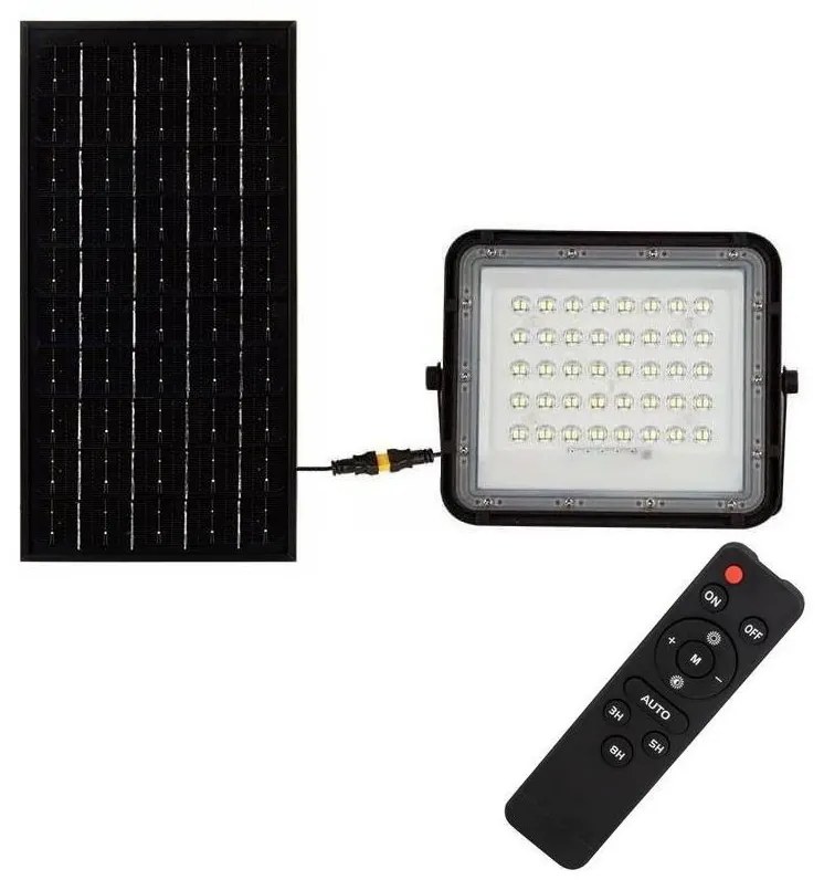 LED Kültéri napalemes reflektor LED/10W/3,2V IP65 4000K fekete + + távirányító