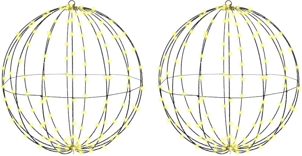vidaXL Labda 384 LED-del 2 pcs Meleg fehér 59,5 x 59,5 x 63 cm Fém