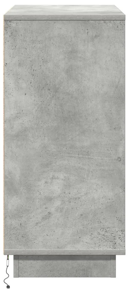 Led világítással ellátott oldalszekrény Beton Szürke 71x34,5x75 cm Műanyag
