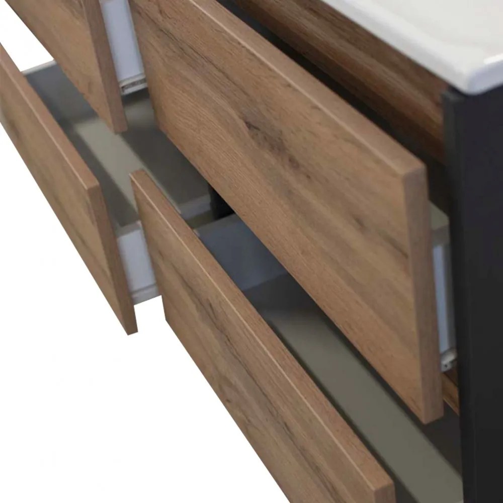 Porto 120 alsó fürdőszoba bútor mosdóval antracit-country tölgy színben