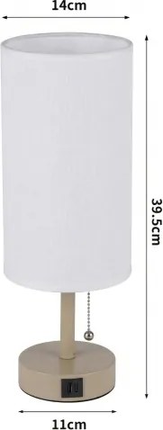 Brilagi - TABLON asztali lámpa USB-porttal, 1xE27/25W/230V, bézs/fehér