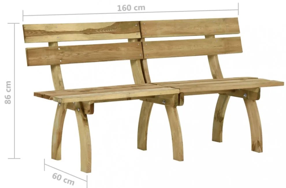 impregnált fenyőfa kerti pad 160 cm