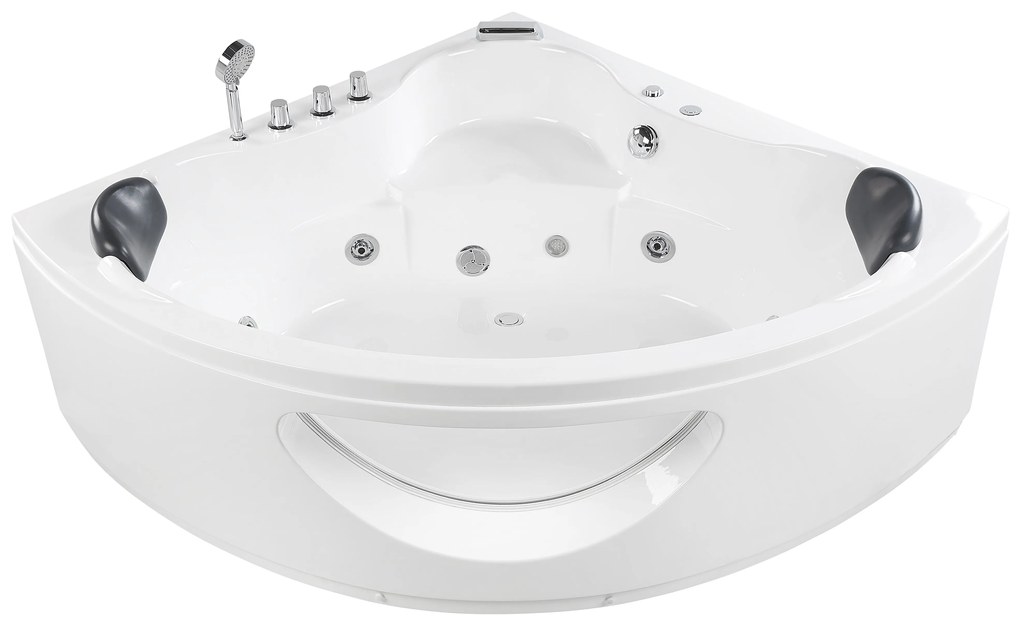 Fehér whirlpool masszázskád LED világítással 207 x 146 cm TOCOA II Beliani