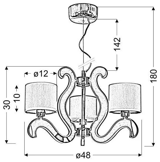 LED Csillár zsinóron AMBROSIA 3xE14/40W/230V + LED/18,4W réz