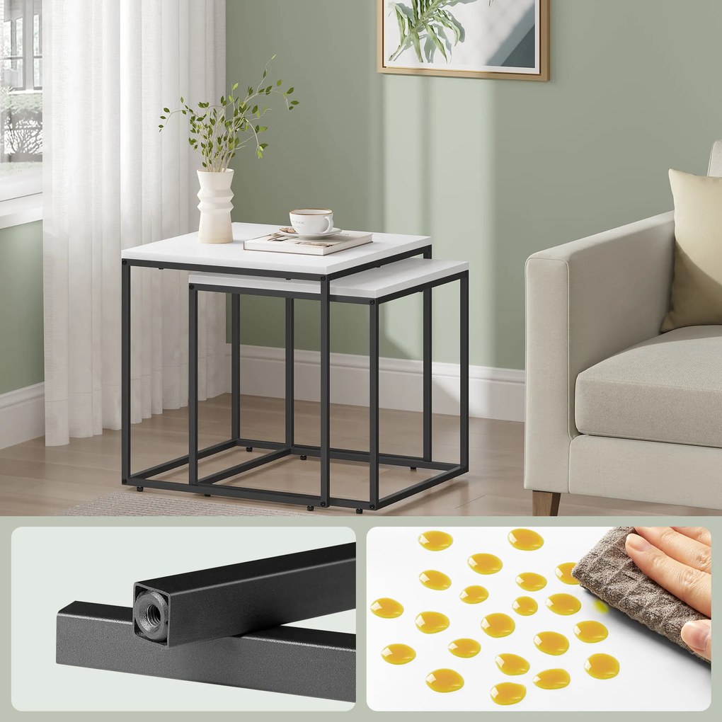 2 db-os QUADRO dohányzóasztal szett, fehér