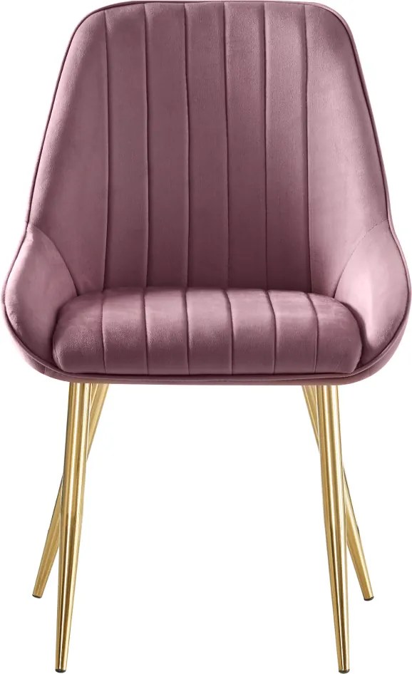 Étkezőszék, rózsaszín Velvet anyag/gold króm-arany, PERLIA