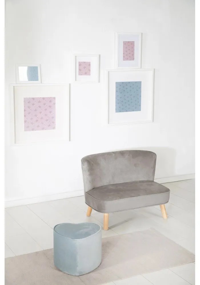 Világosszürke bársony gyerek kanapé 70 cm Lil Sofa – Roba