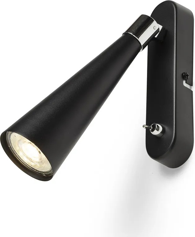 RENDL ALEXIS nástěnná černá chrom 230V LED GU10 5W