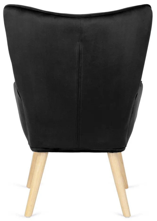 Füles Fotel Lábtartóval Fekete Bársony Kárpittal. LOZANO 2