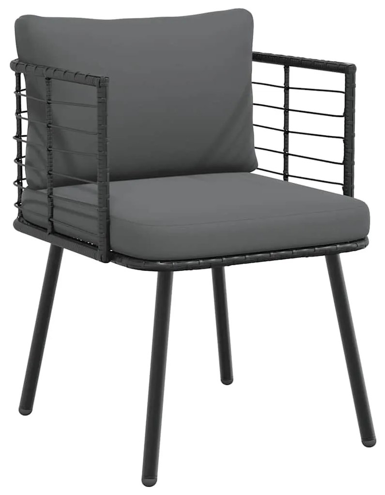 fekete polyrattan kerti szék párnákkal