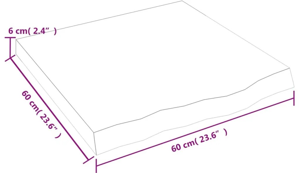 kezeletlen tömör tölgyfa fali polc 60x60x(2-6) cm
