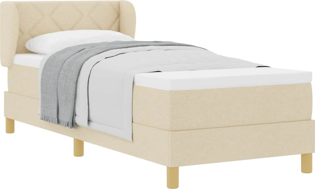 vidaXL Boxrugós ágy matracmal fejtámlával Krém 80 x 200 cm szövet