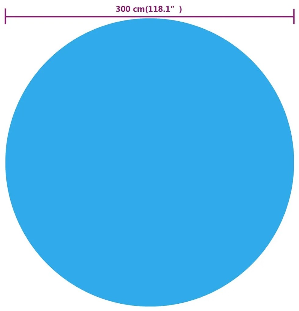 kék napelemes kerek lebegő PE medencefólia 300 cm
