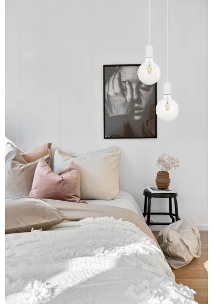 Csillár zsinóron MIROS 2xE27/60W/230V kerek fehér