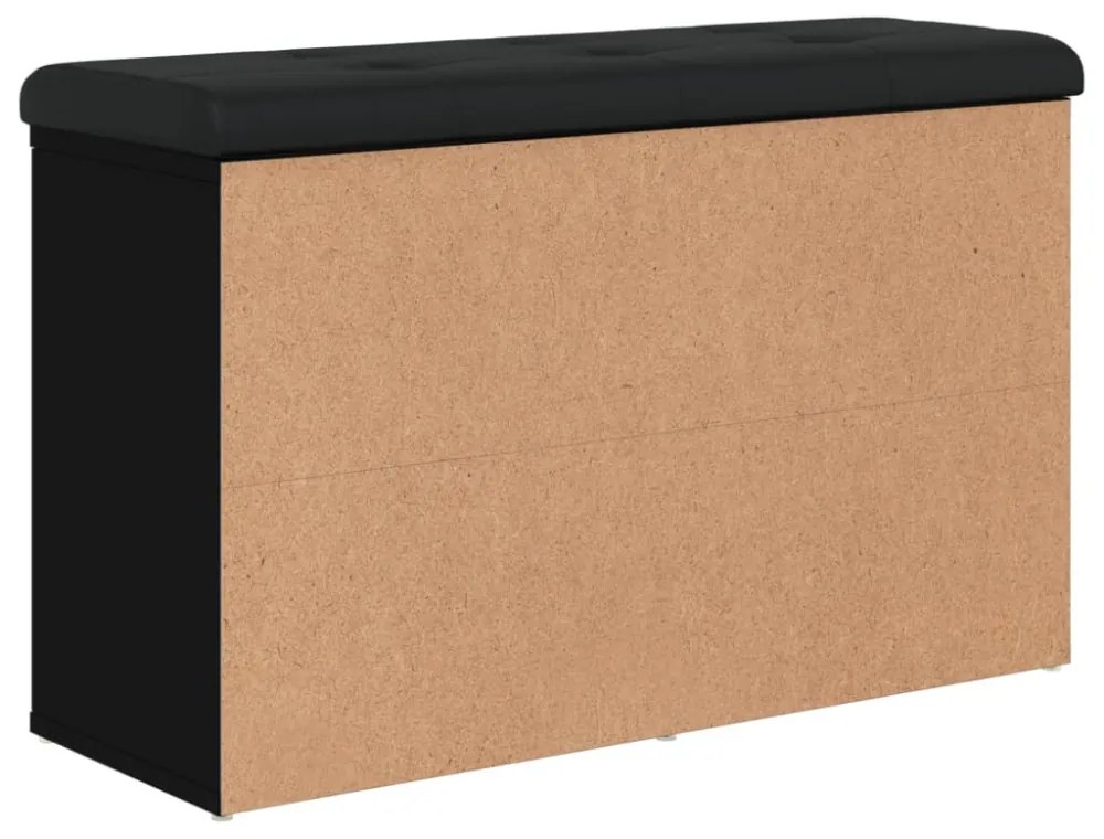fekete szerelt fa cipőtároló pad 82 x 32 x 50 cm