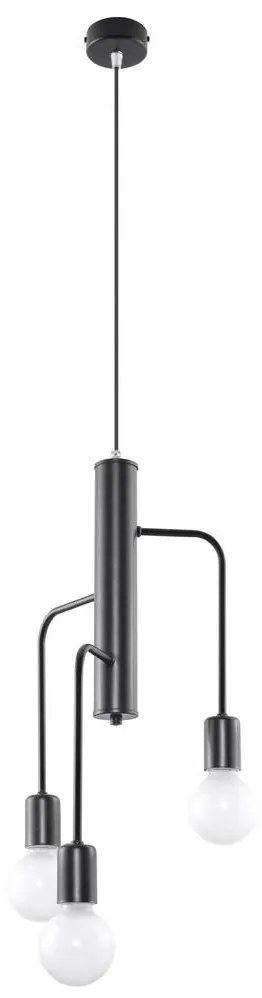 Csillár zsinóron DUOMO 3M 3xE27/60W/230V fekete