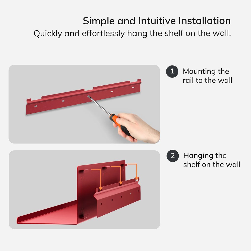 Fali polc JOANNE 700 mm, Modern: piros