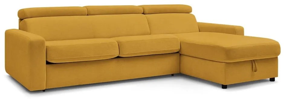 Mustársárga kinyitható sarokkanapé (variálható) Monaco – Bobochic Paris