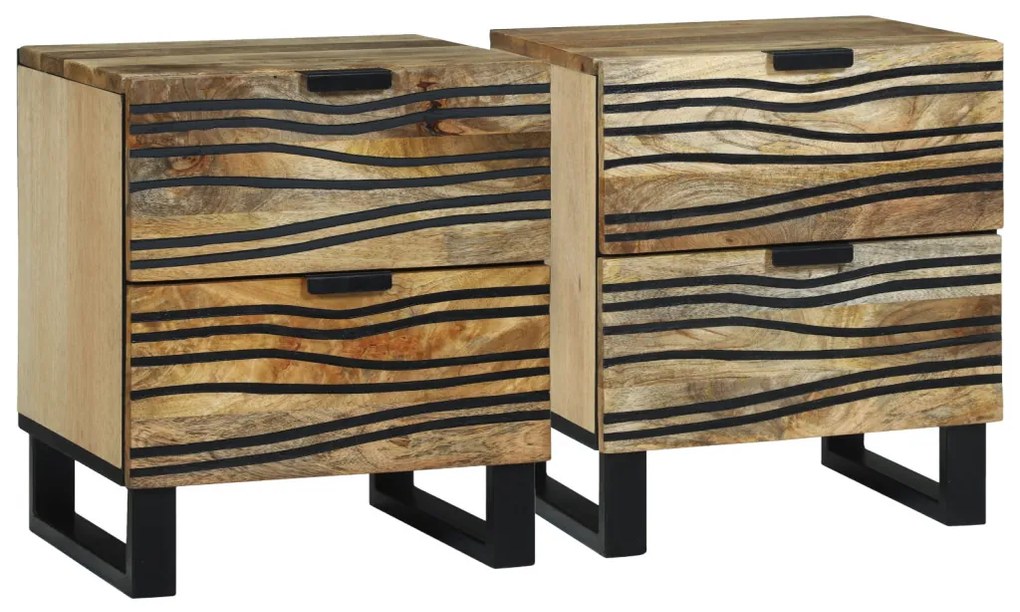 vidaXL Éjjeliszekrény fiókkal 2 pcs Barna 40 x 33 x 46 cm Tömör akácfa