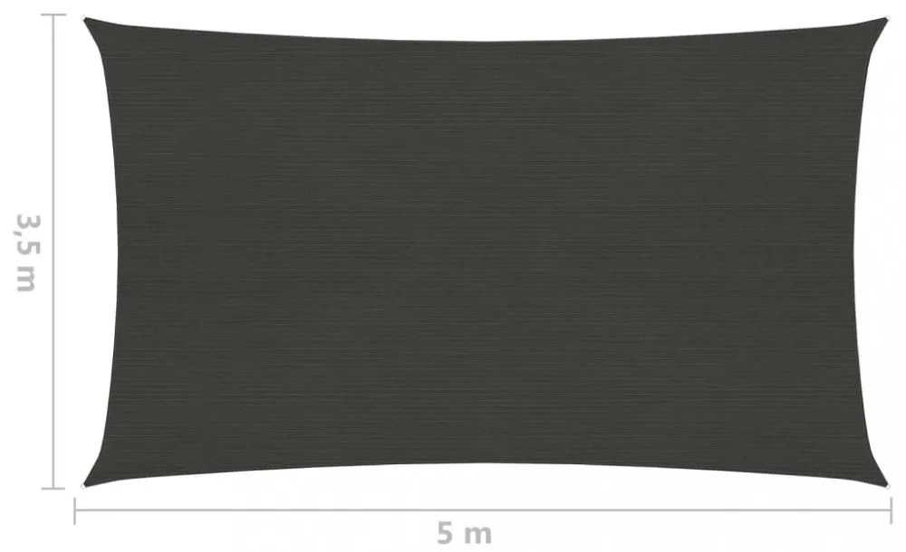 antracitszürke HDPE napvitorla 160 g/m² 3,5 x 5 m