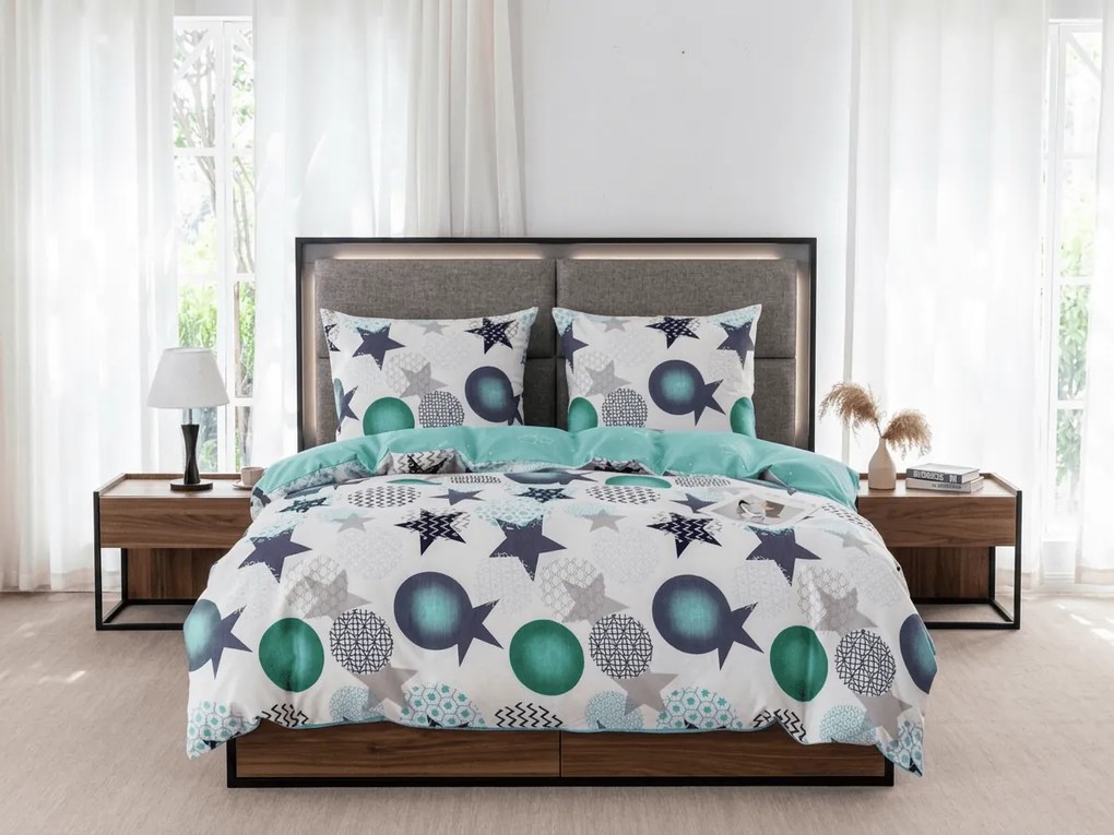Flanel mikroszálas ágyneműhuzat MINT STARS színes Ágyneműhuzat mérete: 2 db 70 x 90 cm | 200 x 220 cm