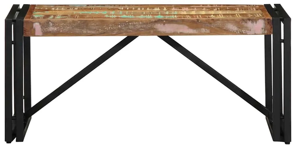 Többszínű tömör újrahasznosított fa dohányzóasztal 80x40x35 cm