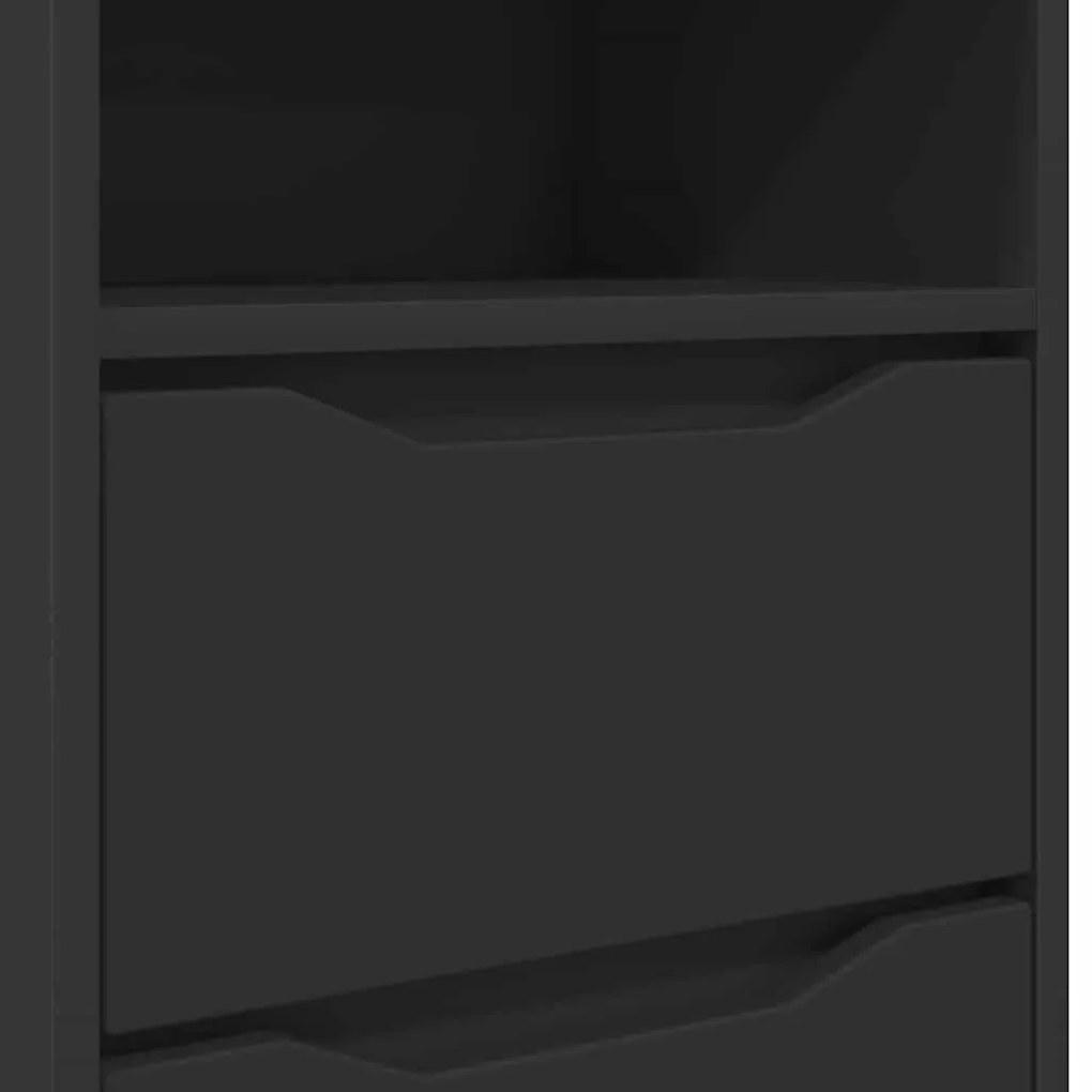 Éjjeliszekrények fiókkal 2 pcs Fekete 40 x 30 x 467 cm Faanyag