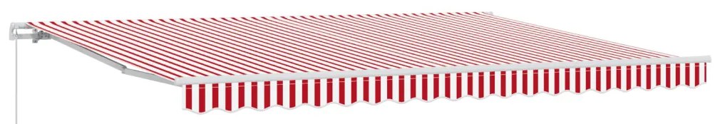 Manuális Behúzható Napellenző Piros és Fehér Csík 450x300 cm