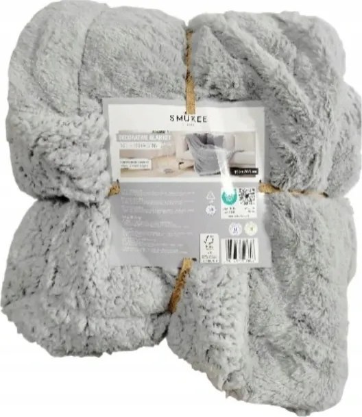 Smukee Dekoratív takaró 200 cm x 150 cm J. Szürke szőrme