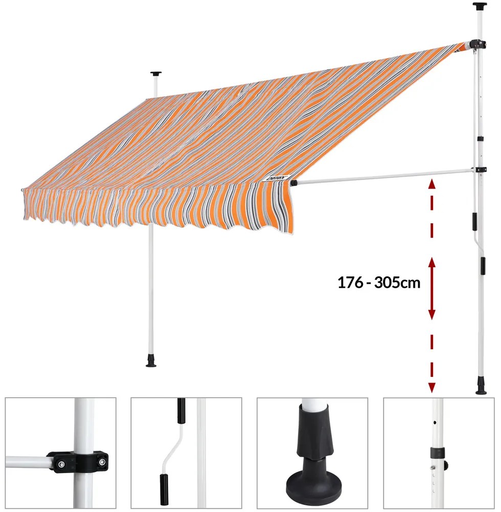 Deuba Napellenző 400 cm - narancssárga/kék