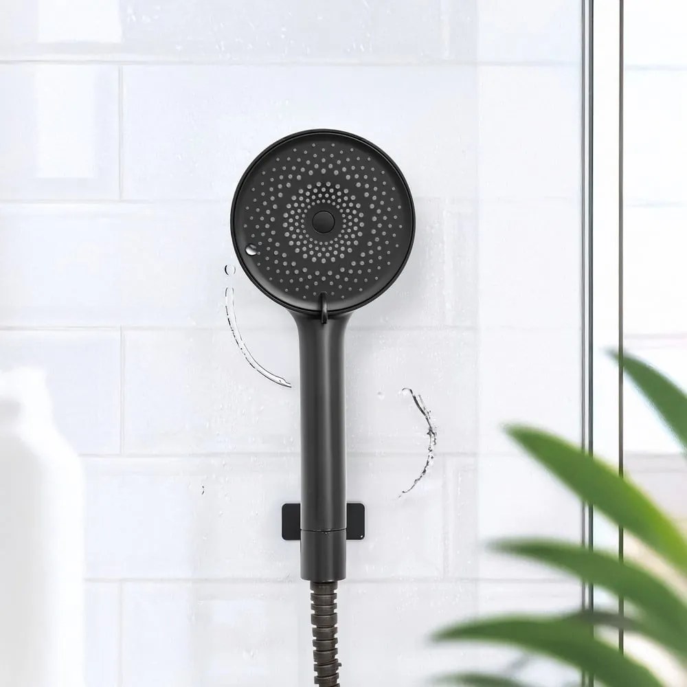 Matt fekete műanyag zuhanyfej ø 12 cm Softwater – Wenko