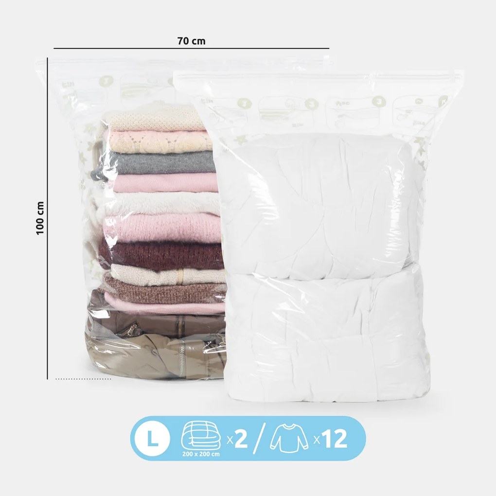 Vákuumtároló zsákok tömörítő készlete Compress LVanilla 100 l, 70 x 100 cm, 5 db, 5 db