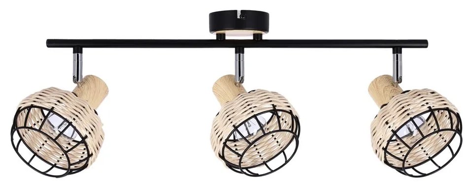 Fekete-krémszínű mennyezeti lámpa fém-rattan búrával ø 12 cm Tajga – Candellux Lighting