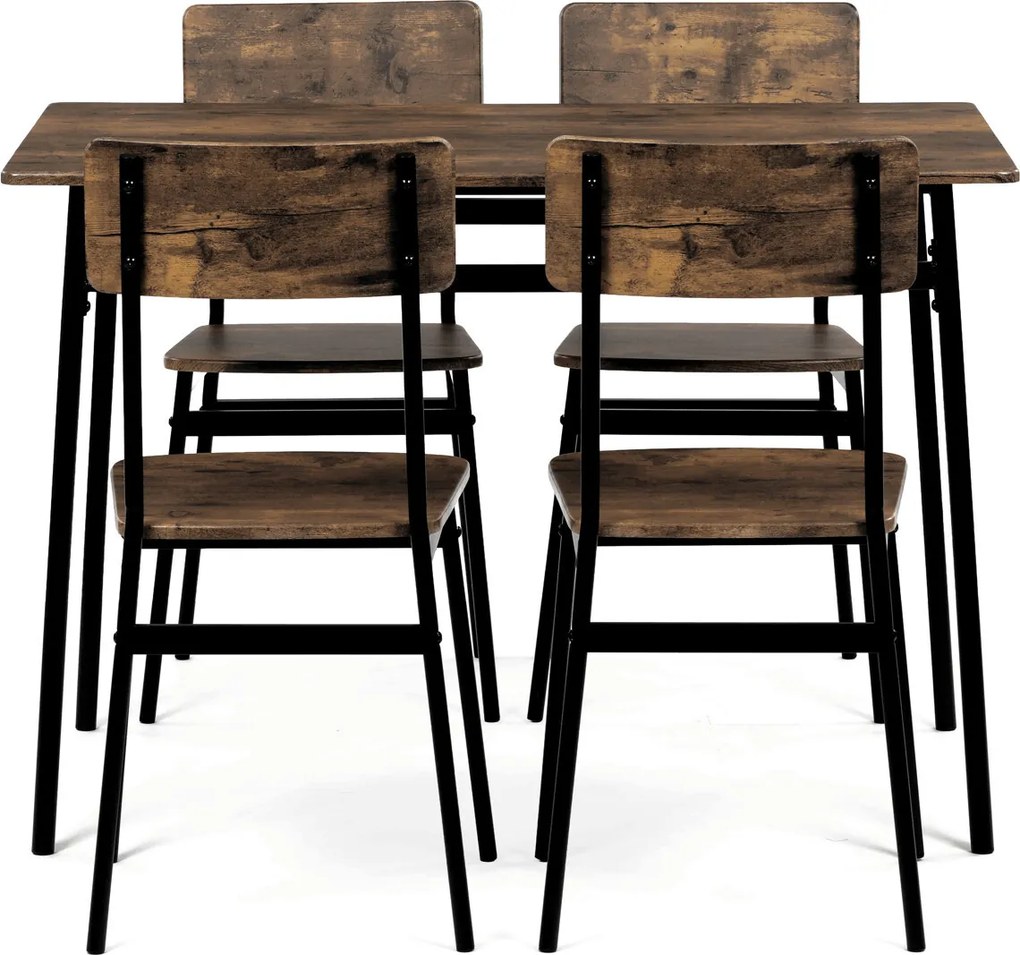 Étkezőgarnitúra 4 székkel 110 × 70 × 76 cm MDF öreg fa AUT-O2155 OLW