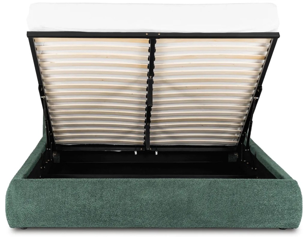 Kárpitozott Franciaágy Zöld Színben Ágynemütartóval. 160x200 BRISTOL