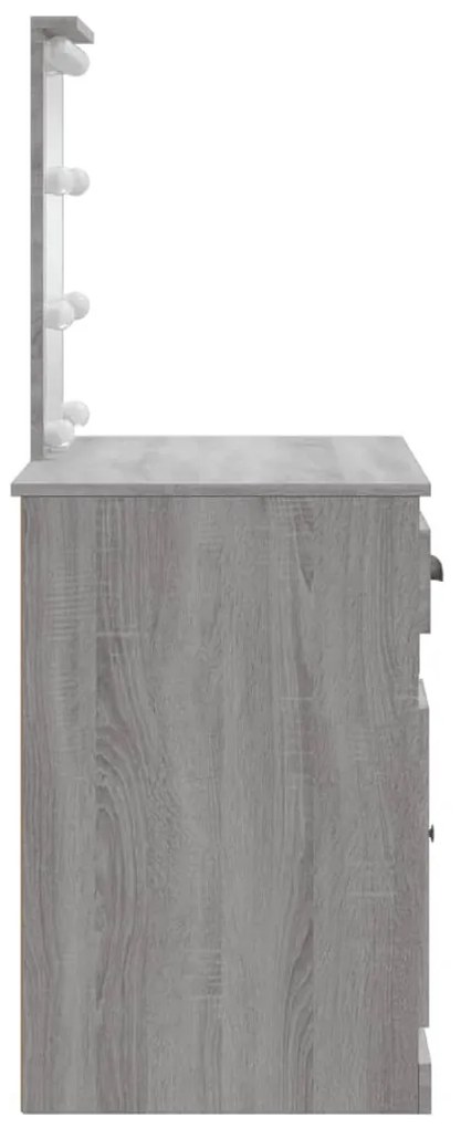 szürke sonoma fésülködőasztal LED-lámpákkal 90x42x132,5 cm