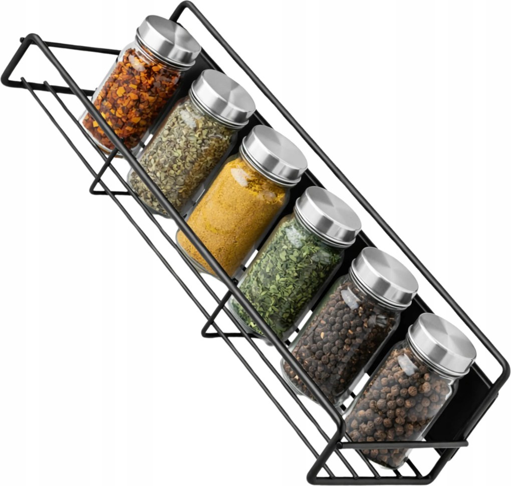 Konyhai Fűszertartó Polc Falra Akasztható Fekete Fűszertartó