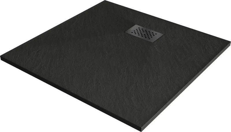 Mexen Hugo SMC négyzet alakú zuhanytálca 70 x 70 cm, fekete, fekete takarólap - 42707070-B
