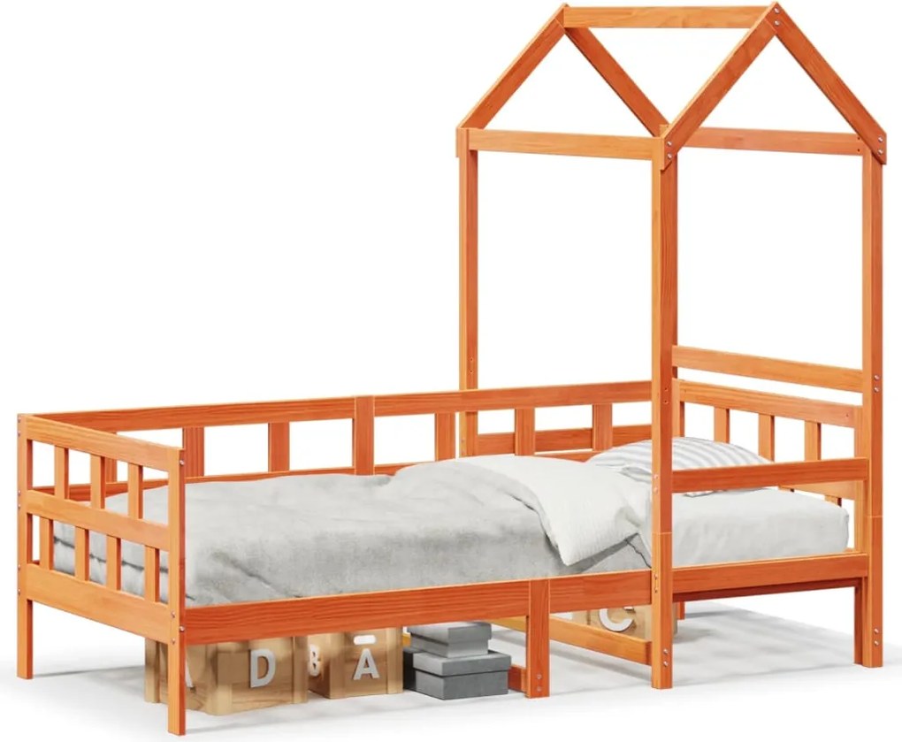 vidaXL viaszbarna tömör fenyőfa kanapéágy tetővel 80 x 200 cm