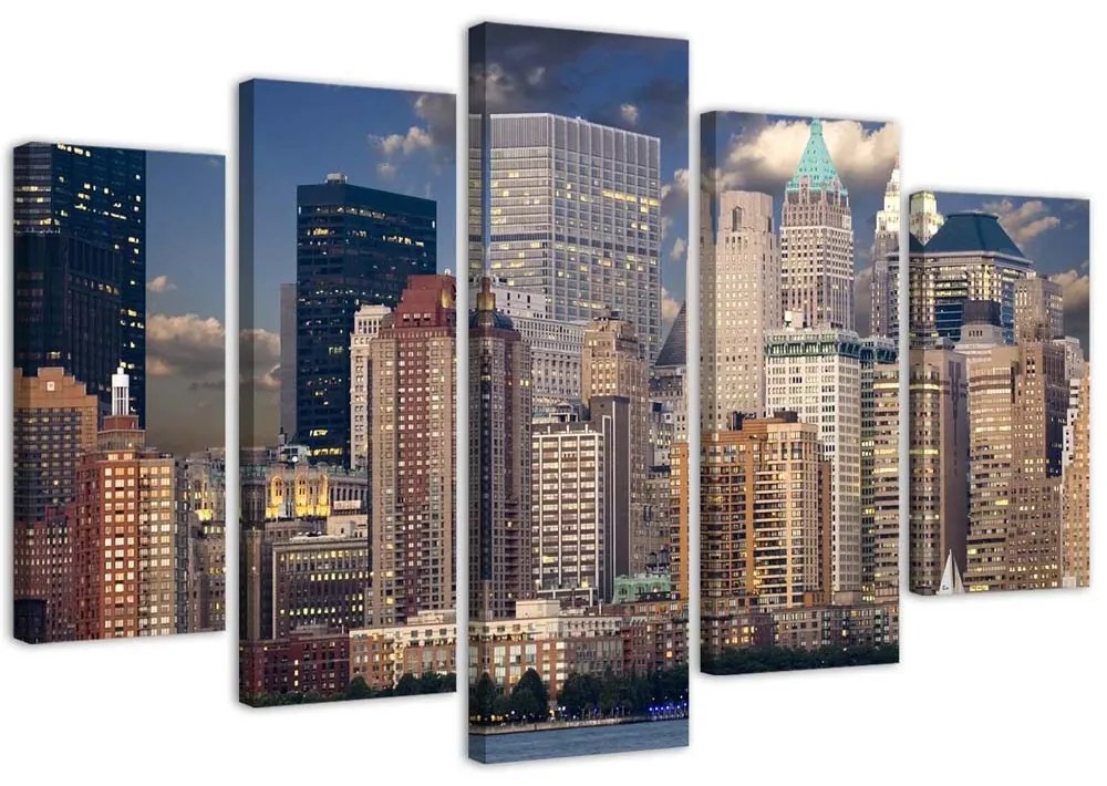 Gario Vászonkép New Yorki felhőkarcolók - 5 részes Méret: 150 x 100 cm