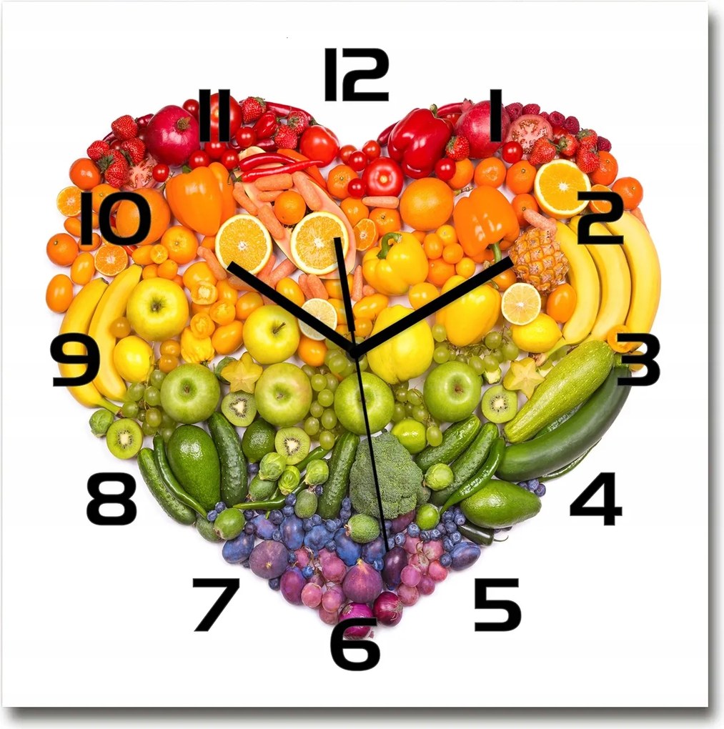 Üveg falióra, nagy Zöldséges szív 60x60