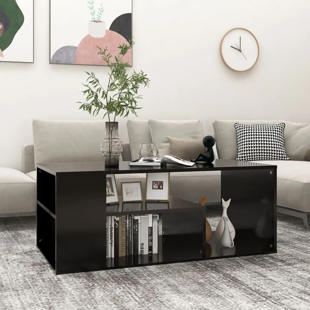 Fekete szerelt fa dohányzóasztal 100 x 50 x 40 cm