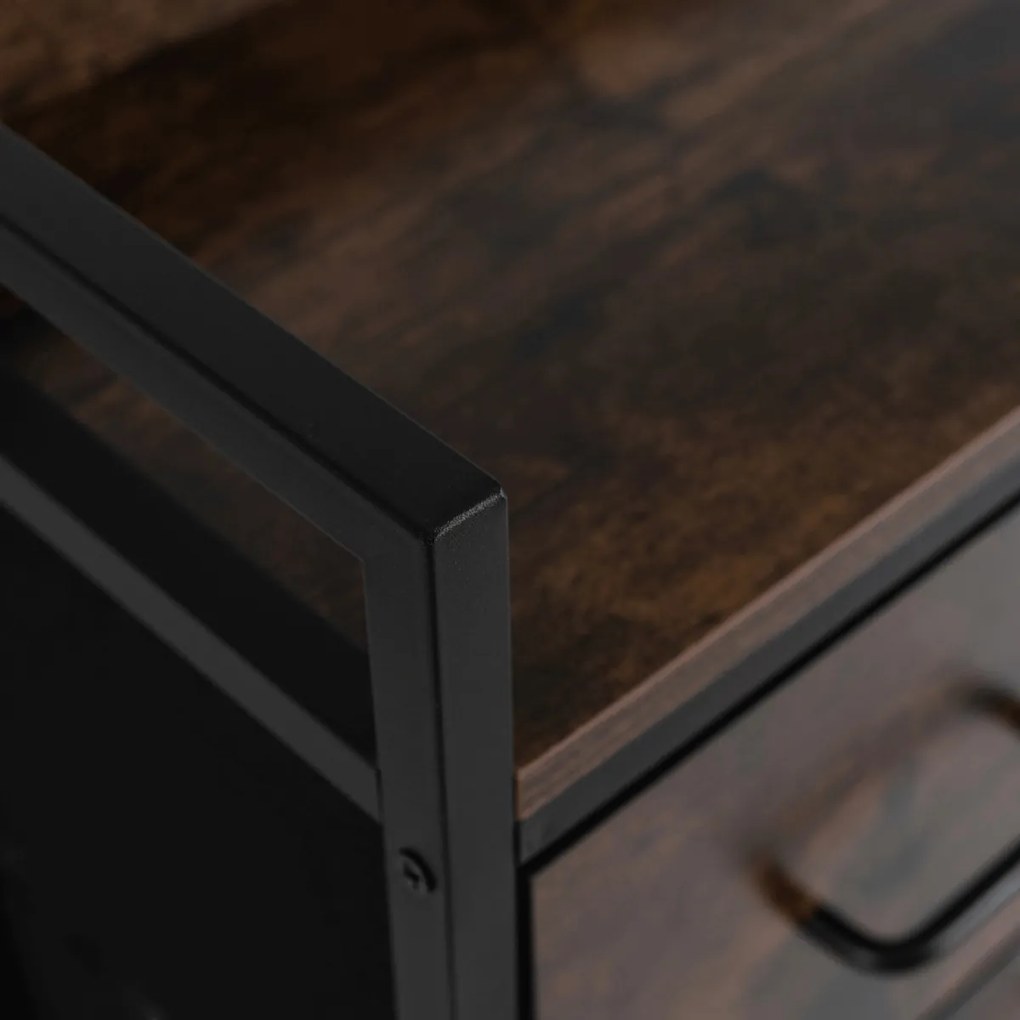 Komoda z Szufladami HUDSON 98 cm Dąb Rustykalny/Czarny