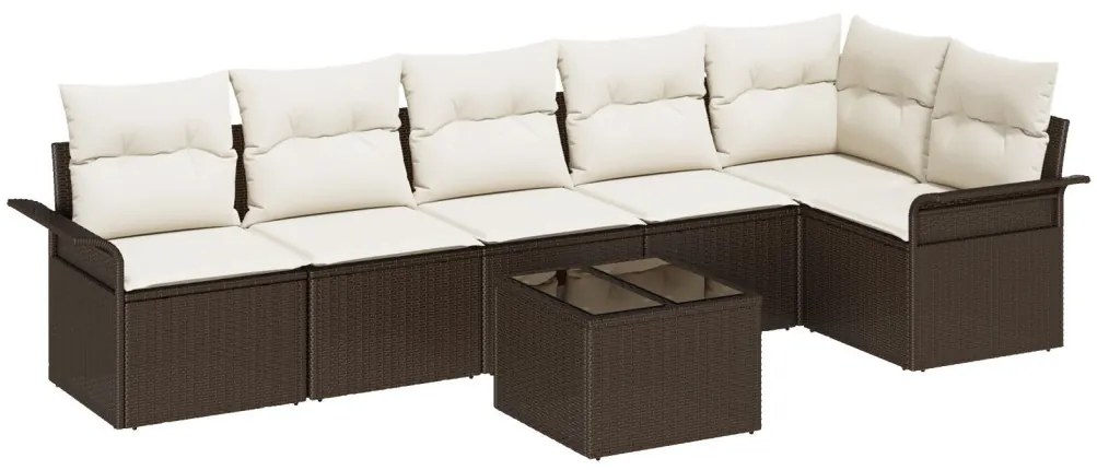 6 Darabos Kerti Sofa Szett Párnákkal Szürke Poli Rattan, 2-Személyes Kerti Sofa Tárolással és Párnákkal Barna Poli Rattan