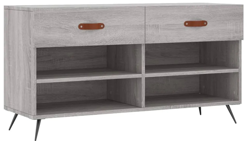 szürke sonoma színű szerelt fa cipőpolc 102 x 35 x 55 cm